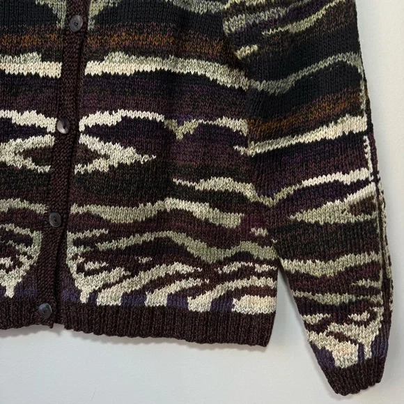Peruvian Connection Pima Cotton Knit Cardigan Zebra Button Up Small S Artisan
